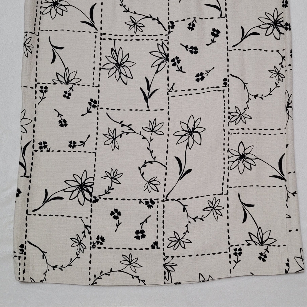 Vintage Studio C Beige Black Patchwork Floral High Rise Midi Wrap Skirt 12 - Picture 11 of 13